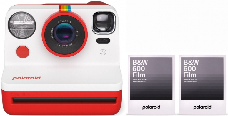 Polaroid Now Gen2 Kamera Rot + 600 B&W Film 8x 2er Pack