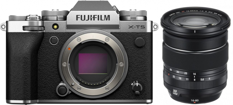 Fujifilm X-T5 boîtier argent + XF 16-80mm F4 R OIS WR