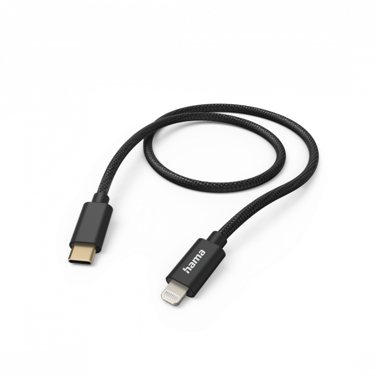 Hama 201546 Ladekabel Fabric USB-C zu Lightning Nylon 1,5m schwarz