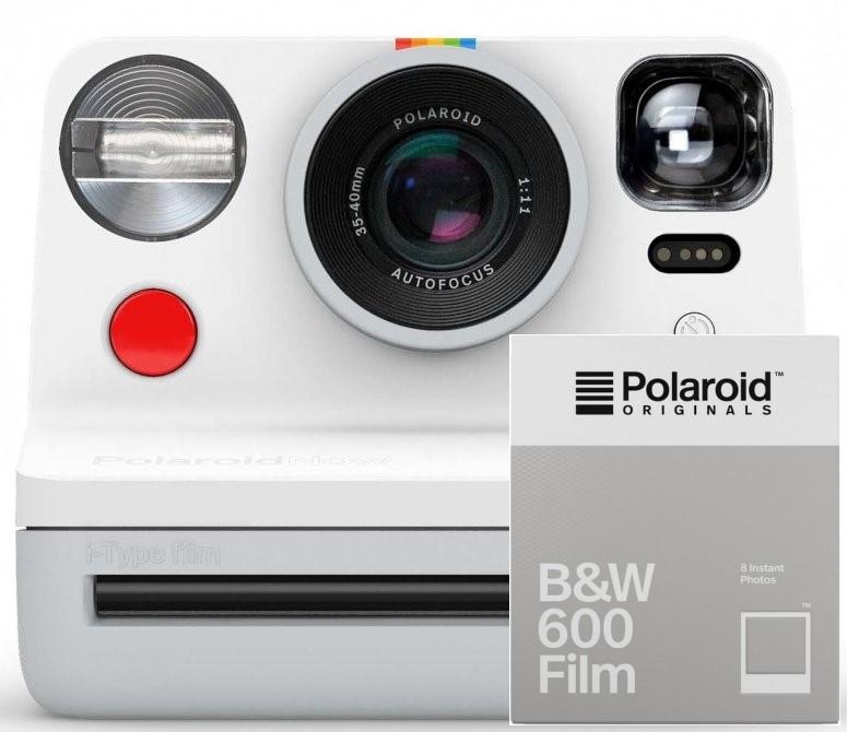 Polaroid Now camera white + 600 B&W film 8x