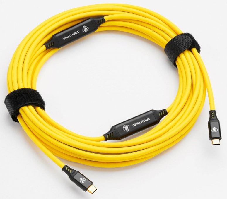 CobraTether USB-C an Micro-B 90° 10m gelb