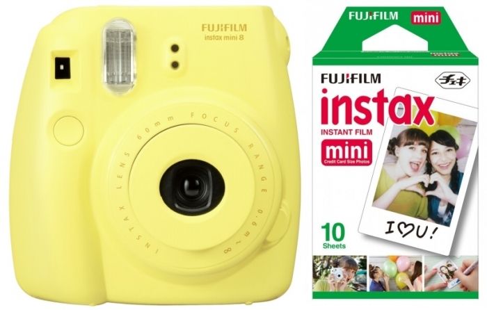 Fujifilm Instax Mini 8 set with film yellow