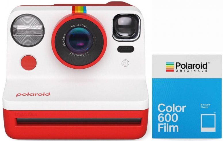 Polaroid Now camera red + 600 Color film 8x