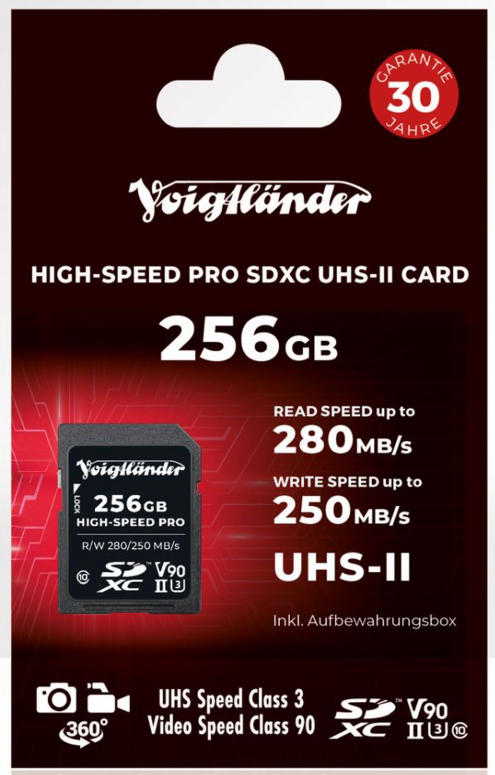 Technical Specs  Voigtländer Prof. High-Speed SDXC 256GB UHS-II