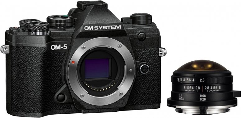 Zubehör  OM System OM-5 schwarz + LAOWA 4mm f2,8 Fisheye
