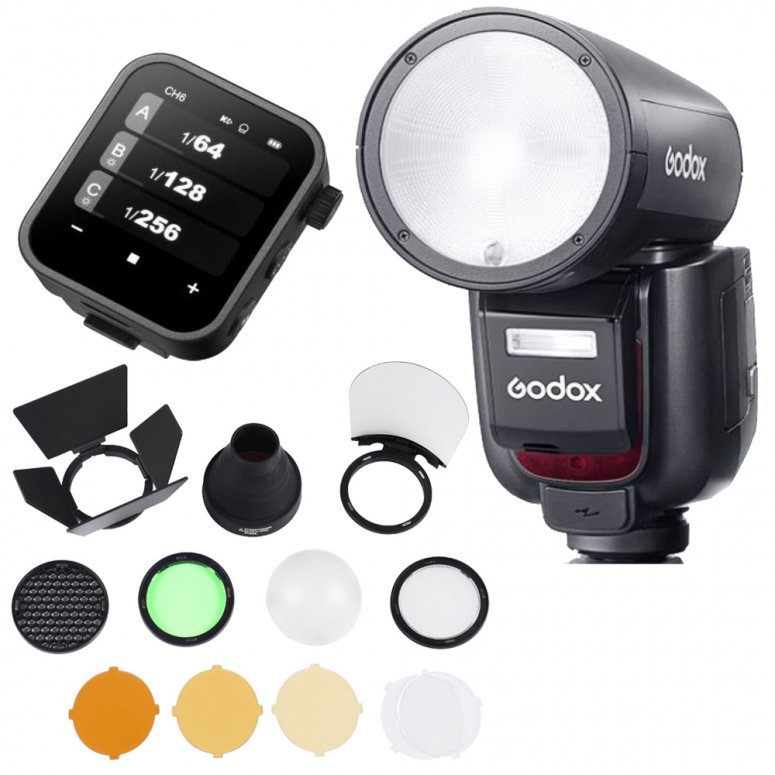 Godox V1Pro C Rundblitz Canon + X 3 + AK-R1