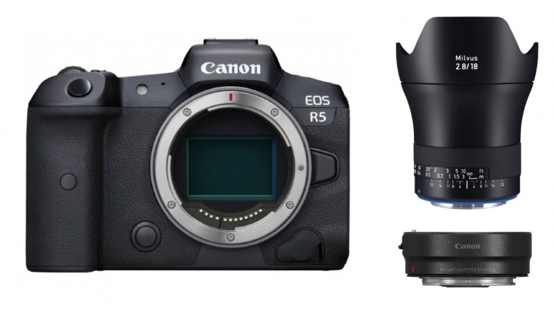 Zubehör  Canon EOS R5 + EF-Adapter + ZEISS Milvus 18mm f2,8