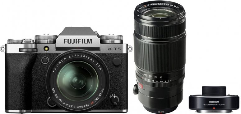 Fujifilm X-T5 silber + XF 18-55mm f2,8-4 + XF 50-140mm + TC XF1,4