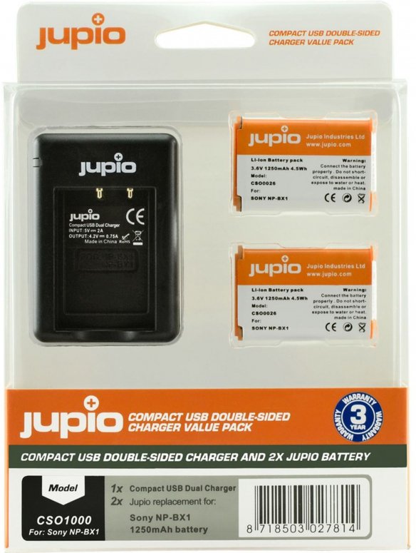 Jupio Value Pack 2x NP-BX1 + Compact USB