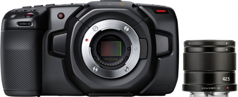 Zubehör  Blackmagic Pocket Cinema 4K + Panasonic Lumix G 42,5mm f1,7 Power OIS