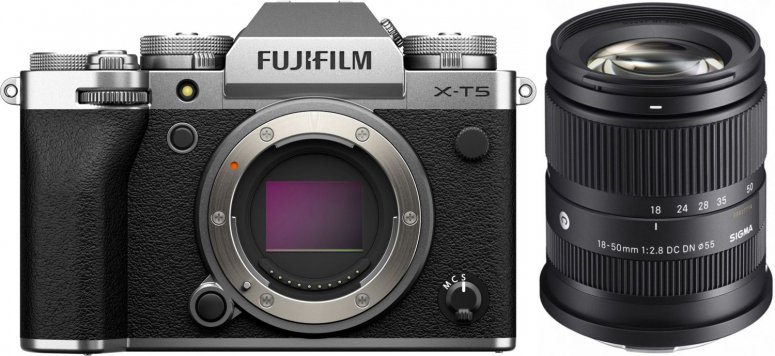 Zubehör  Fujifilm X-T5 Gehäuse silber + Sigma 18-50mm f2,8