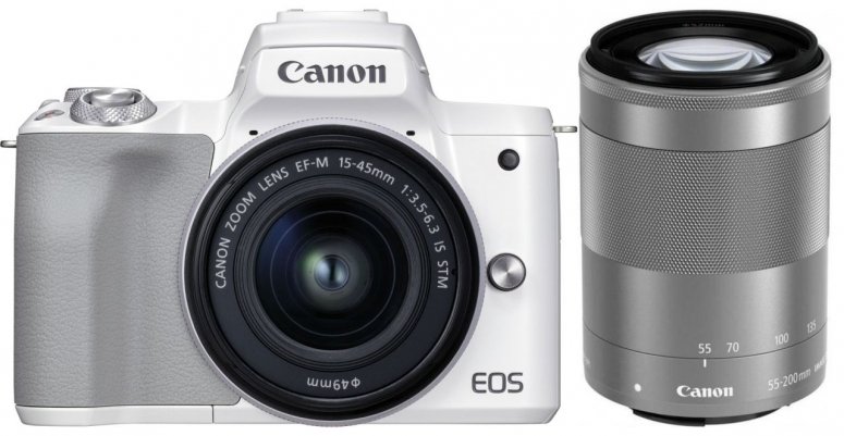 Zubehör  Canon EOS M50 Mark II + EF-M 15-45mm weiß + 55-200mm silber