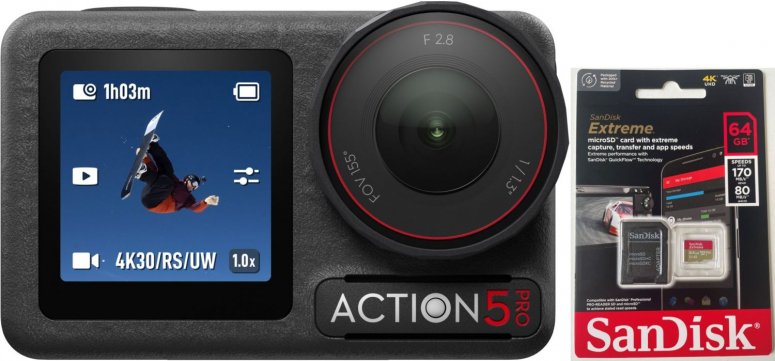 DJI Osmo Action 5 Pro Standard + SanDisk 64GB SDXC