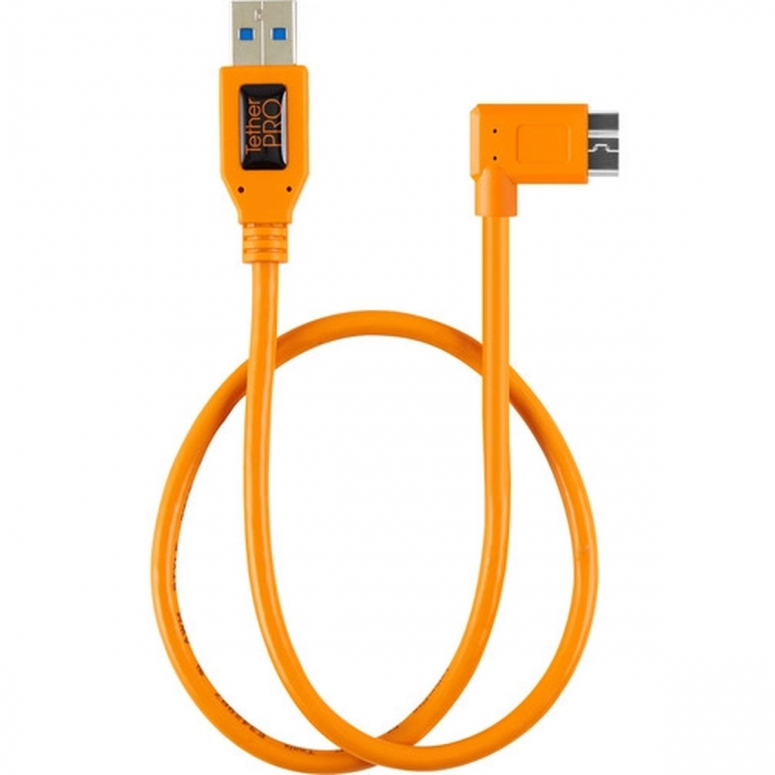 Tether Pro USB 3.0 an Micro-B Right Angle orange