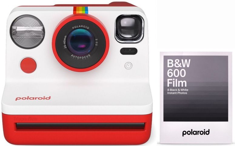 Polaroid Now camera red + 600 B&W film 8x