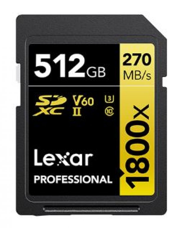 Caractéristiques techniques  Lexar Professional SDXC Gold 512GB 1800x UHS-II V60