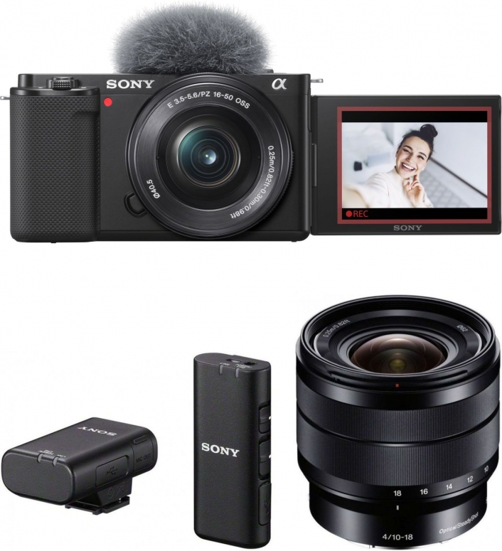 Sony Alpha ZV-E10 + 16-50mm + SEL 10-18mm f4,0 + ECM-W2BT Mikrofon