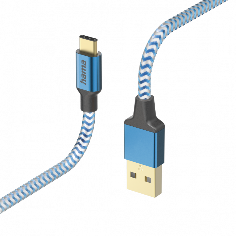 Hama 201558 Ladekabel Reflective USB-A zu USB-C Nylon 1,5m blau
