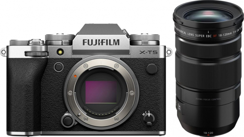 Fujifilm X-T5 body silver + XF 18-120mm f4 LM PZ WR