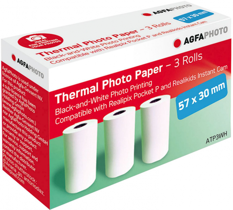 AgfaPhoto ATP3WH Thermopapier 3 Rollen