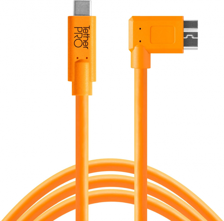 Caractéristiques techniques  Tether Tools USB-C vers USB 3.0 Micro-B Right Angle 4,6m orange
