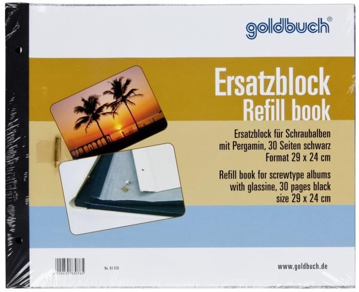 Goldbuch Ersatzblock 83 076 schwarz 29x24cm für Schraubalben 30x25cm