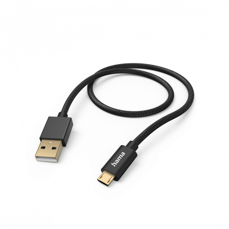 Hama 201543 Ladekabel Fabric USB-A zu Micro-USB Nylon 1,5m schwarz