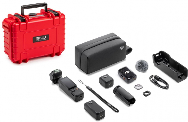 DJI Osmo Pocket 3 Creator Combo + B&W Case Type 500 Red