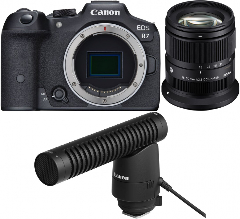 Canon EOS R7 + Sigma 18-50mm f2,8 DC DN (C) + Richtmikrofon DM-E1