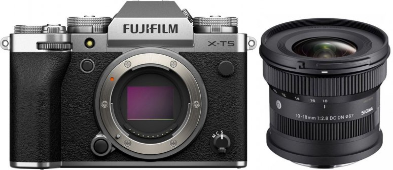 Caractéristiques techniques  Fujifilm X-T5 boîtier argent + Sigma 10-18mm f2,8 Fuji X