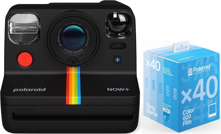 Polaroid Now+ Gen2 Kamera Schwarz + 600 Color Film 40x