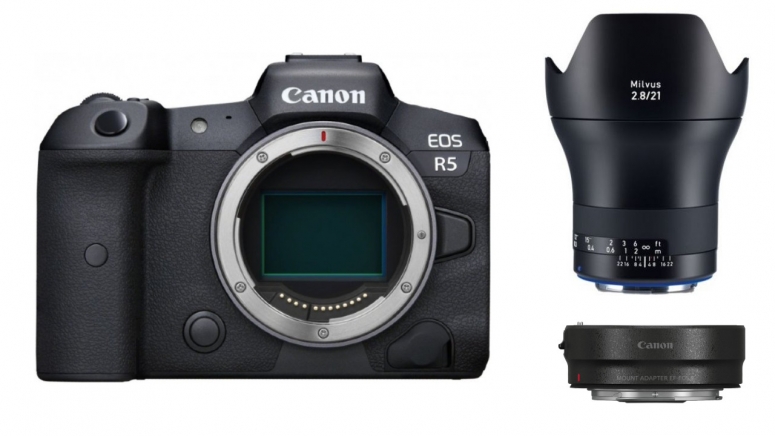 Caractéristiques techniques  Canon EOS R5 + Adaptateur EF + ZEISS Milvus 21mm f2,8