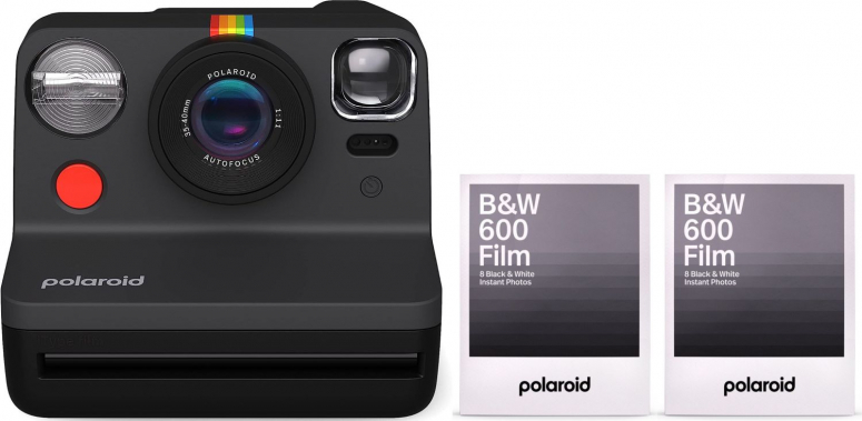 Polaroid Now camera black + 600 B&W film 8x 2 pack