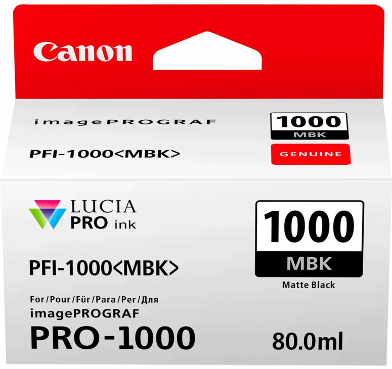 Caractéristiques techniques  Canon PFI-1000MBK Encre noire mate