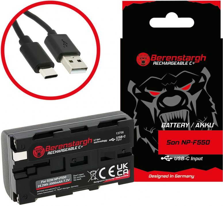 Berenstargh Akku Sony NP-F550 3500mAh USB-C Input