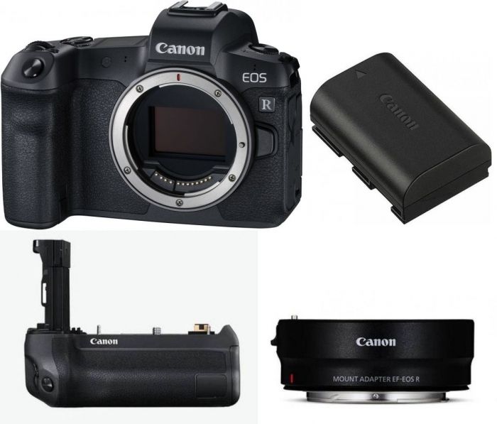 Canon EOS R Body + Adapter EF-EOS R + Griff BG-E22 + Akku LP-E6N