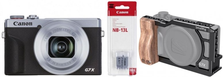Zubehör  Canon PowerShot G7X III silber + SmallRig 2422 Cage