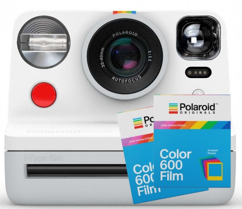 Polaroid Now camera white + 600 Color Frames 8x 2 pack