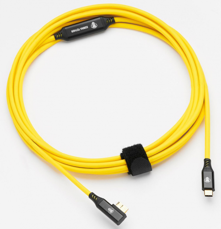 CobraTether USB-C an Micro-B 90° 5m gelb
