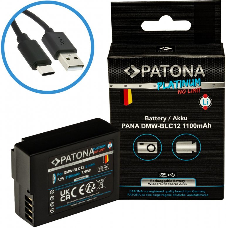 Batterie PATONA Platinum Panasonic DMW-BLC12 avec USB-C