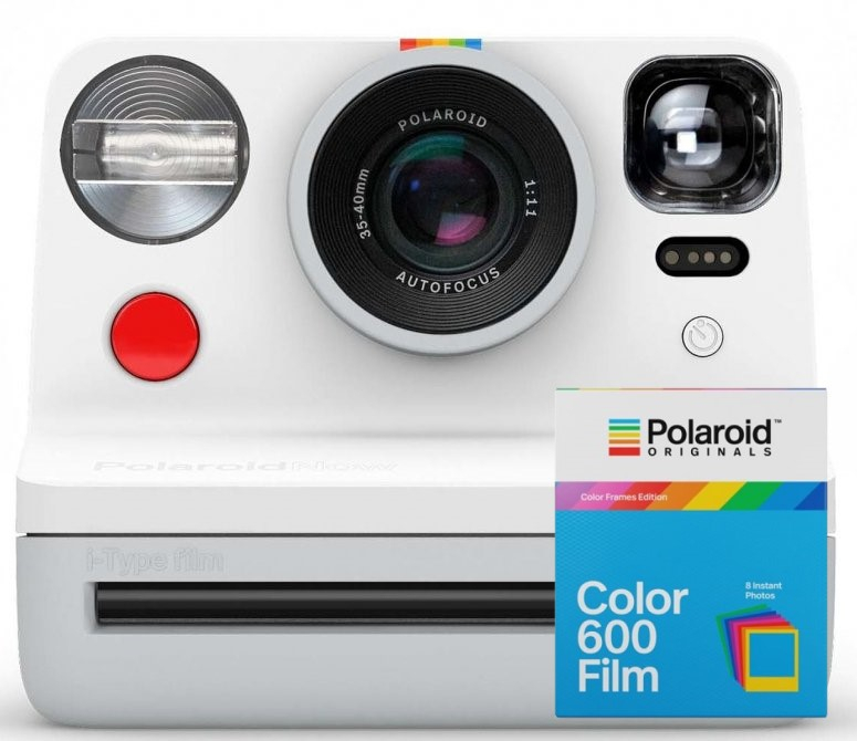 Polaroid Now camera white + 600 Color Frames 8x