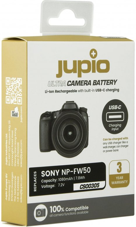 Jupio NP-FW50 *ULTRA C* Entrée USB-C 1080mAh