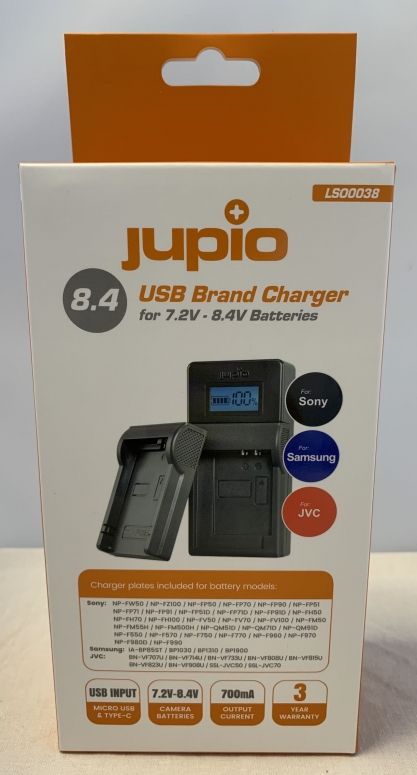 Caractéristiques techniques  Jupio USB Brand Charger Kit pour batteries Sony 7,2V-8,4V
