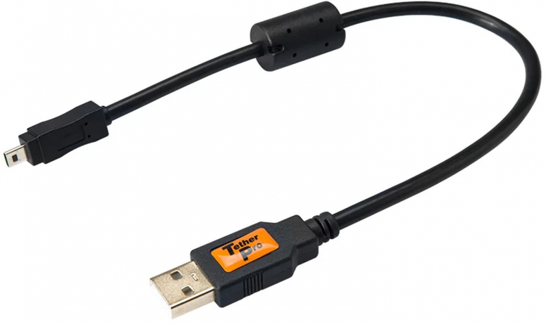 Caractéristiques techniques  Tether Tools USB 2.0 vers 2.0 Mini-B 8 broches 0,3m noir