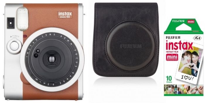 Accessoires  Fujifilm Instax Mini 90 Neo Classic marron + étui marron + film