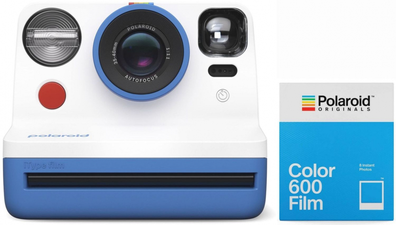 Polaroid Now camera blue + 600 Color film 8x