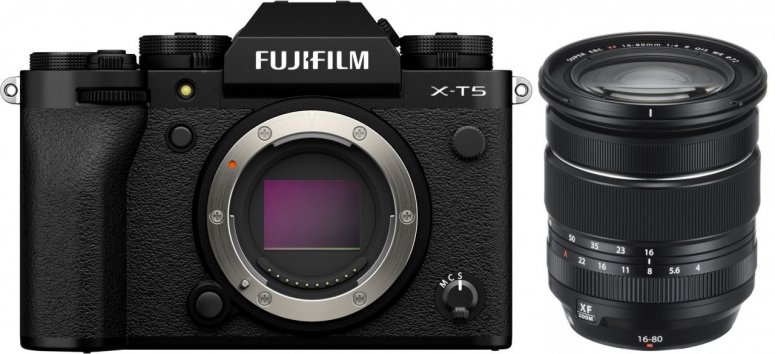 Fujifilm X-T5 Gehäuse schwarz + XF 16-80mm F4 R OIS WR