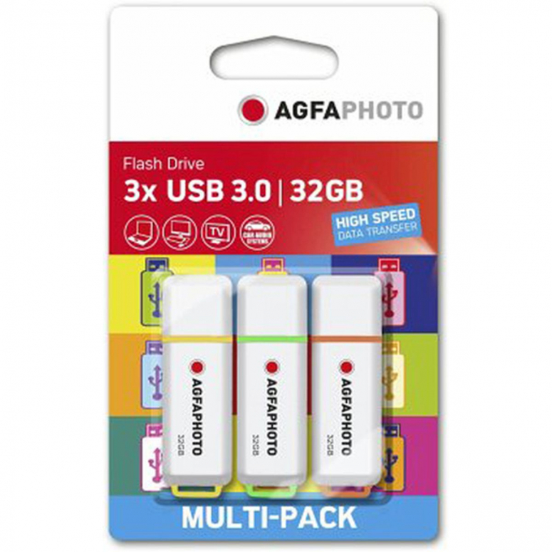 AgfaPhoto USB 3.0 32GB Pack de 3 Color Mix