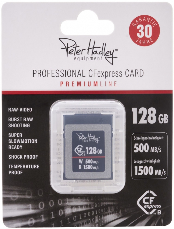 Technische Daten  Peter Hadley CFexpress Professional 128GB 1500/500 MB/s