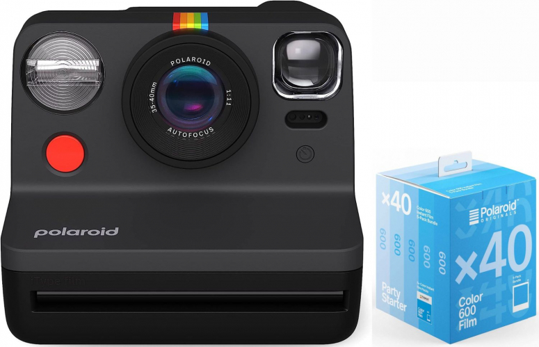 Polaroid Now camera black + 600 Color film 40x